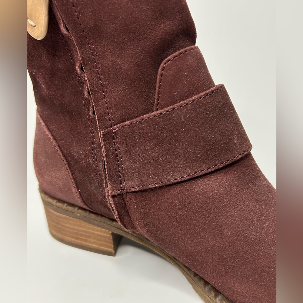 Kenneth Cole Gentle Souls Leather Moto Plumberrt Metallic Casual Bootie Size 7.5 - Picture 4 of 14